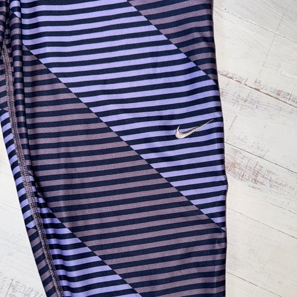 Nike Black and Purple Leggings with Reflective Accents - Picture 4 of 9